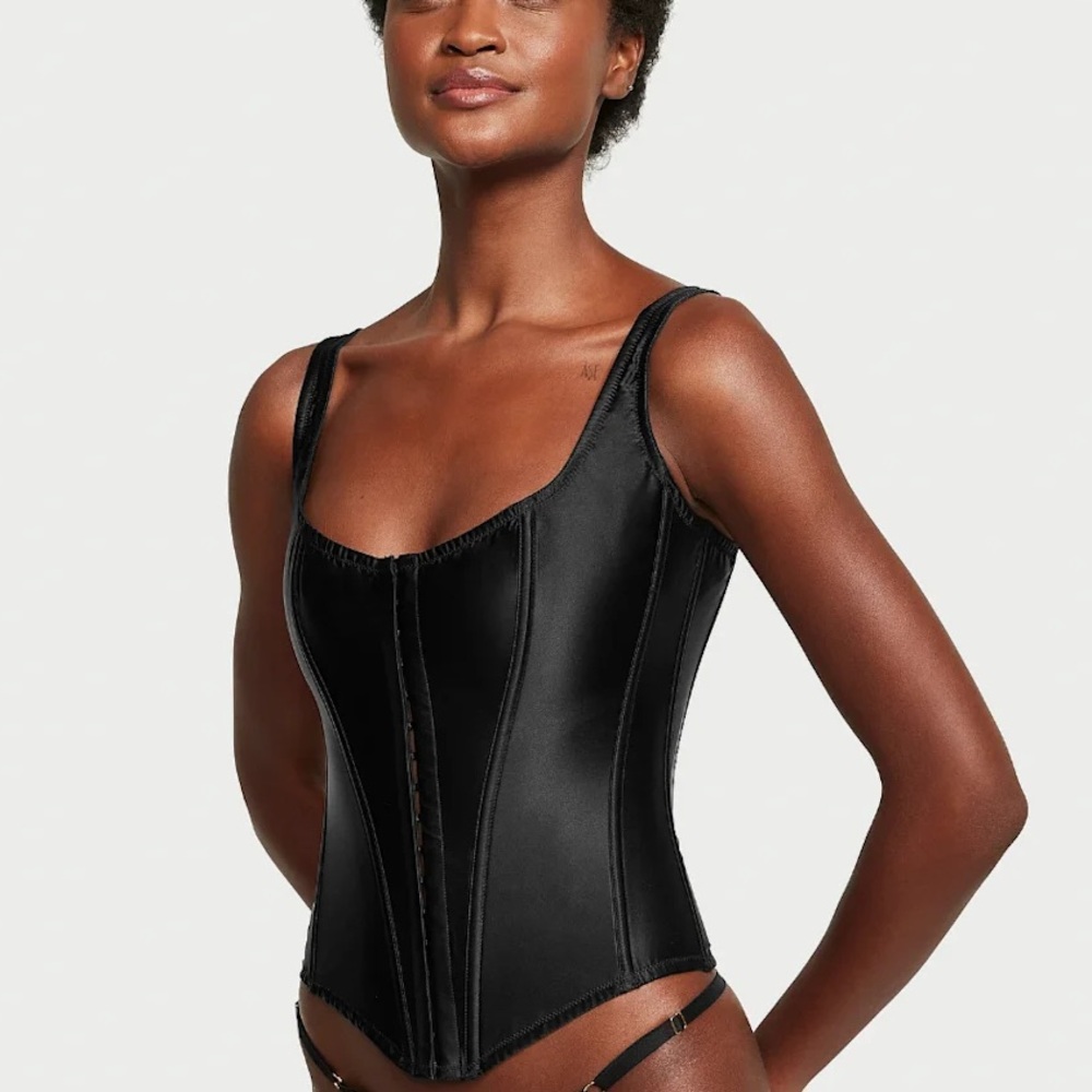 Victoria's Secret Black Satin Corset Bodysuit ASO Taylor Swift